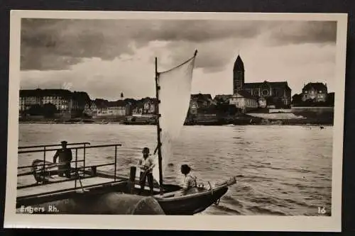 Engers Stadtteil v. Neuwied, Bootsanlegestelle, Blick zum Ort, Kirche - 421891