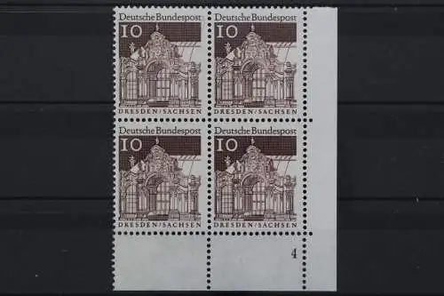 Deutschland, MiNr. 490 Viererblock, Ecke rechts unten, FN 4, postfrisch - 660941