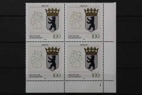 Deutschland, MiNr. 1588, Viererblock Ecke re u. FN 1, postfrisch - 662131