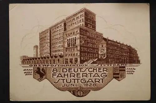 Stuttgart, 8. Deutscher Fahrertag, Juni 1928, Oberpostdirektion - 422620