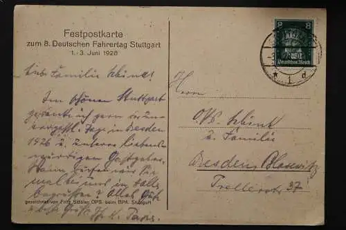 Stuttgart, 8. Deutscher Fahrertag, Juni 1928, Oberpostdirektion - 422620