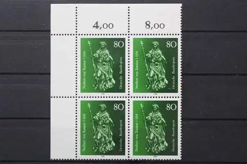 Deutschland, MiNr. 1212 Viererblock Ecke links oben, postfrisch - 204732