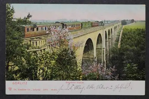 Görlitz, Eisenbahn-Viadukt mit Lok und Waggons - 422666