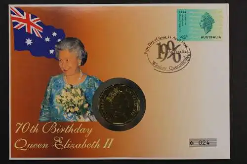 Australien, 70. Geburtstag von Elizabeth II., 1996, Numisbrief - 207479