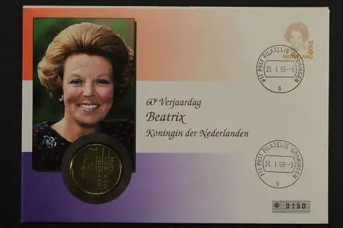 Niederlande, Beatrix, 60. Geburtstag, 1998, Numisbrief - 207471