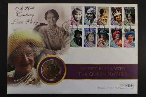 Guernsey, Queen Elizabeth, The Queen Mother, Numisbrief - 207494M