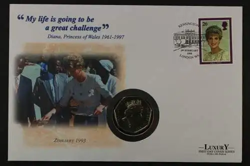 Großbritannien, Diana challenge, Zimbabwe 1998, Numisbrief - 207386