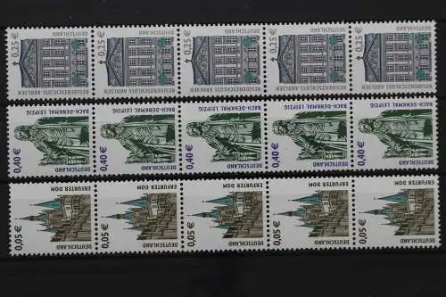 Deutschland, MiNr. 2374-2375 + 2381 R Fünferstreifen, ZN, postfrisch - 210116