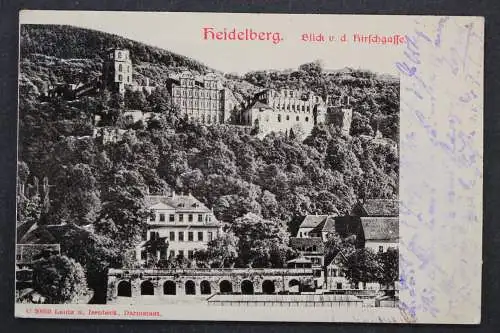 Heidelberg, Blick von der Hirschgasse, Prägekarte - 422981