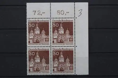 Deutschland (BRD), MiNr. 498 Viererblock Ecke rechts oben, postfrisch - 210723