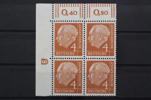 Deutschland, MiNr. 178 Viererblock Ecke li. oben, DZ 9 neg., postfrisch - 210758