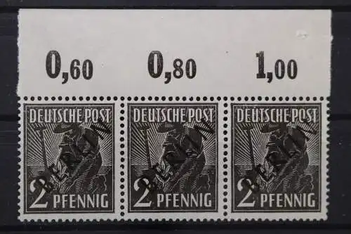 Berlin, MiNr. 1, Dreierstreifen, Oberrand ndgz, postfrisch - 210054