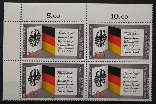 Deutschland (BRD), MiNr. 1421 Viererblock Ecke links oben, postfrisch - 210227