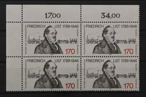 Deutschland (BRD), MiNr. 1429 Viererblock Ecke links oben, postfrisch - 210222