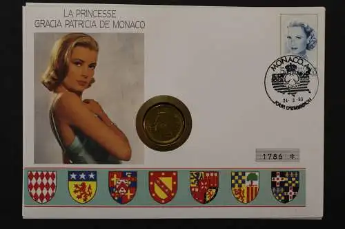 Monaco, Gracia Patricia, 24.3.1993, Numisbrief - 662650