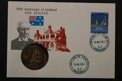 Neuseeland, 150 Jahre Auckland, 1990, Numisbrief - 662660