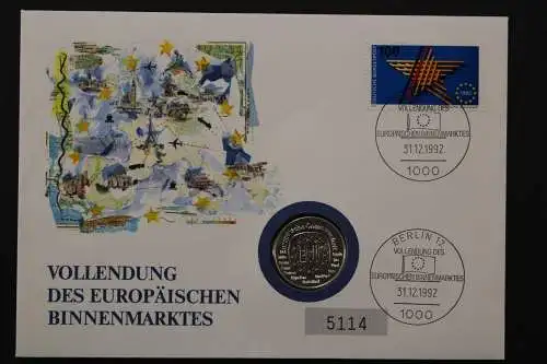 Deutschland, Europ. Binnenmarkt mit 999er Silbermedaille, 31.12.1992 - 662743