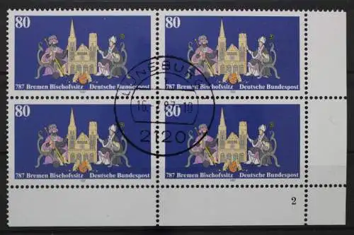 Deutschland (BRD), MiNr. 1329 Viererblock Ecke rechts unten, FN 2, EST - 211189