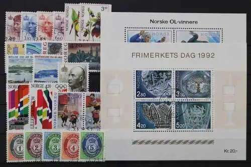 Norwegen, MiNr. 1084-1113, Jahrgang 1992, gestempelt - 211359