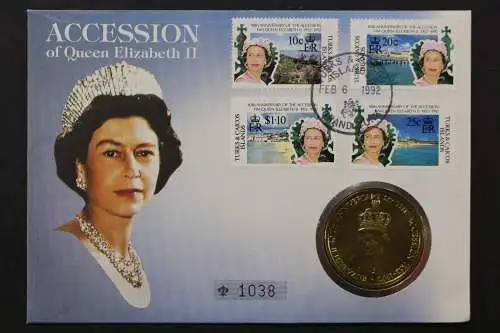 Turks + Caicos, Elisabeth II., 6.2.1992, Numisbrief - 662677