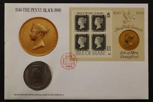 Isle of Man, The Penny Black 1840-1990, 3.5.1990, Numisbrief - 662643