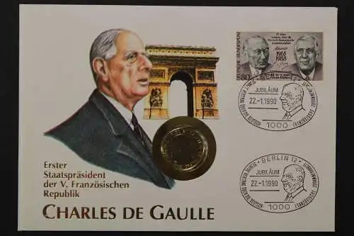 Deutschland, Numisbrief, Charles de Gaule, 22.1.1990 - 662749