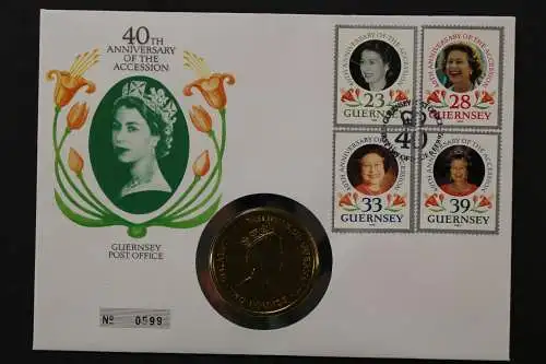 Guernsey, 40 Jahre Elisabeth, 6.2.1992, Numisbrief - 662762