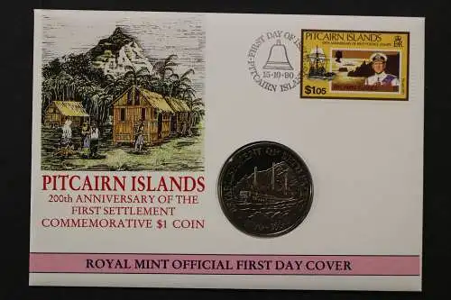 Pitcairn, 200 Jahre Siedlung, 15.10.1990, Numisbrief - 662665