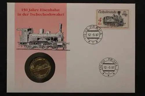 Tschechoslowakei, Numisbrief, 150 Jahre Eisenbahn, 12.5.1987 - 662676