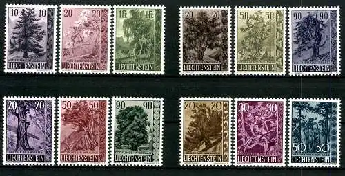 Liechtenstein, MiNr. 357-359, 371-373, 377-379 + 399-401, postfrisch - 608495