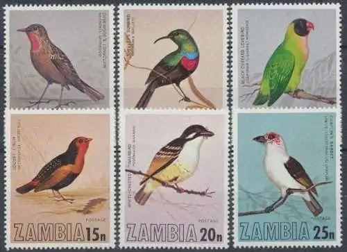 Sambia, Vögel, MiNr. 180-185, postfrisch - 69962