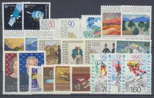 Liechtenstein, MiNr. 1011-1032, Jahrgang 1991, postfrisch - 693361