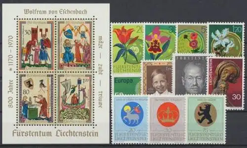 Liechtenstein, MiNr. 521-535, Jahrgang 1970, postfrisch - 693360