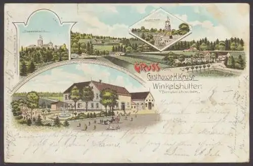 Winkelshütten bei Borgholzhausen, 4 Bilderkarte, Gasthaus von H. Kruse - 404109