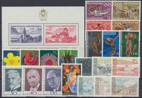 Liechtenstein, MiNr. 556-578, Jahrgang 1972, postfrisch - 692795