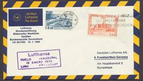 Lufthansa - Erstflug, Lima - Frankfurt - 500667