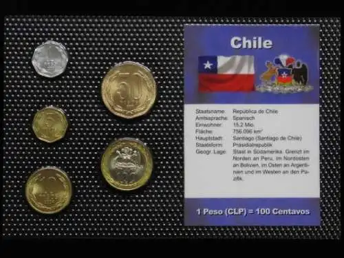 Chile, Kursmünzensatz, verschiedene Jahrgänge - 81014