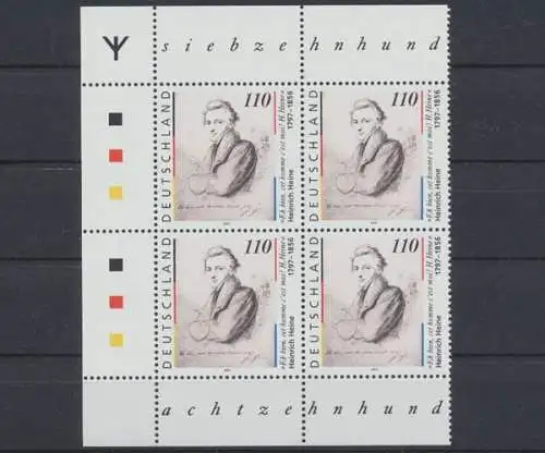 Deutschland (BRD), MiNr. 1962 I, 4er Block mit Rand/Rune, postfrisch - 601459