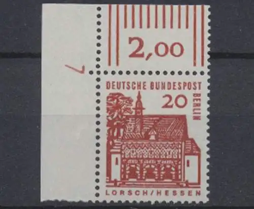 Berlin, Michel Nr. 244 Ecke li. oben mit DZ 7, postfrisch / MNH - 600780