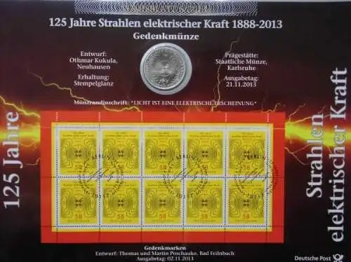 BRD, Numisblatt 5/2013, 150 J. Strahlen elektrischer Kraft - 5/2013