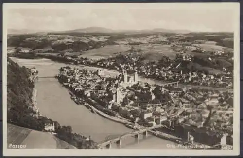 Passau, Fliegeraufnahme auf den Ort - 412200