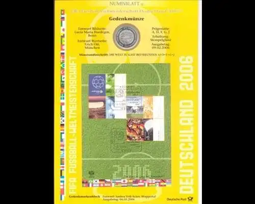 BRD, Numisblatt 5/2006, FIFA Fußballweltmeisterschaft 2006 - 5/2006