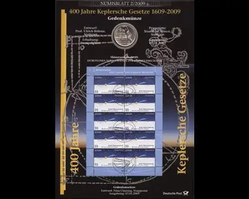 BRD, Numisblatt 2/2009, 400 Jahre Keplersche Gesetze - 2/2009