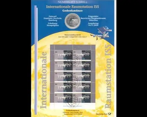 BRD, Numisblatt 5/2004, Internationale Raumstation ISS - 5/2004