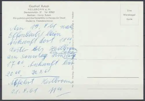 Heilbronn a. neckar, Gasthof Rutsch, Bes. Harry Rutsch - 412233