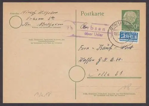 Erbsen über Uslar, Landpoststempel auf Ganssache, 1959 - 500375