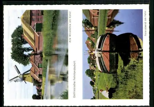 Ostfriesische Fehnlandschaft, Alte Windmühle am Kanal, Feierabend am Fehn - 412641