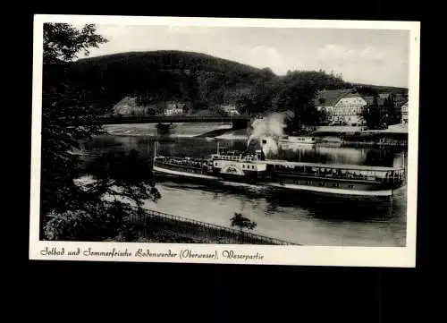 Bodenwerder, Weserpartie mit Radschaufeldampfer - 414133