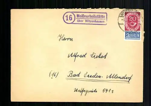 Meißnerheilstätte über Witzenhausen, Landpoststempel auf Brief - 510008