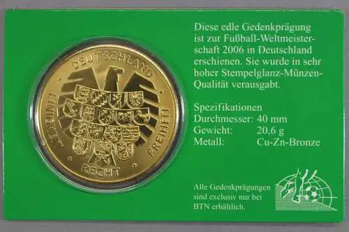 Medaille zur Fussball WM 2006, Ausgabe für Brasilien - 800684